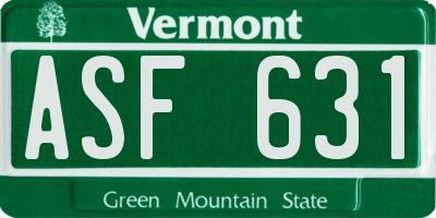 VT license plate ASF631