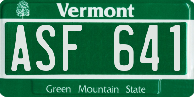 VT license plate ASF641