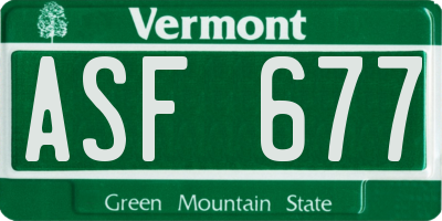 VT license plate ASF677