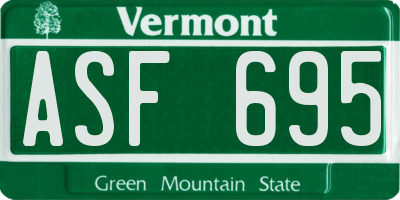 VT license plate ASF695