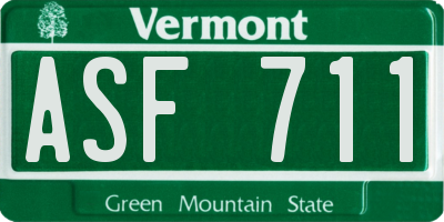 VT license plate ASF711