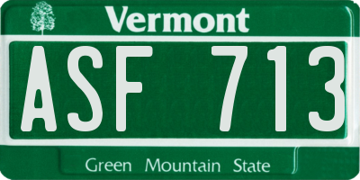 VT license plate ASF713
