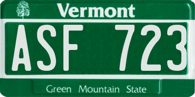 VT license plate ASF723