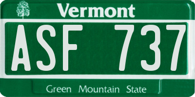 VT license plate ASF737