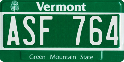 VT license plate ASF764