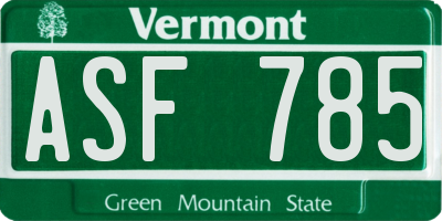 VT license plate ASF785