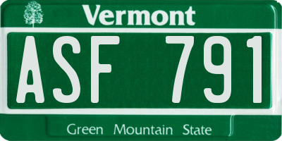 VT license plate ASF791
