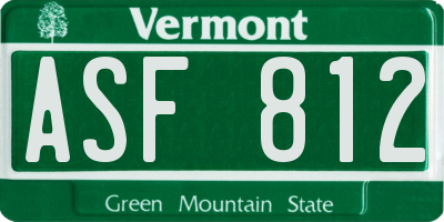 VT license plate ASF812