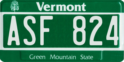 VT license plate ASF824