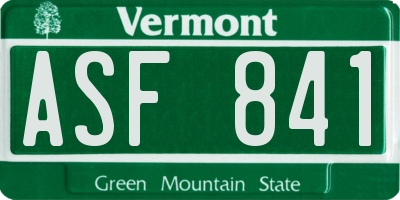 VT license plate ASF841
