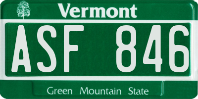 VT license plate ASF846