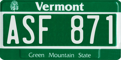 VT license plate ASF871