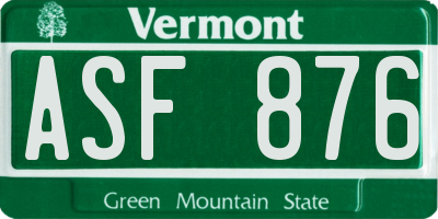 VT license plate ASF876