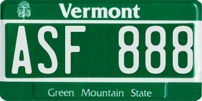 VT license plate ASF888