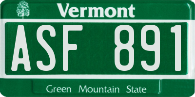 VT license plate ASF891