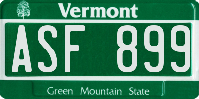 VT license plate ASF899
