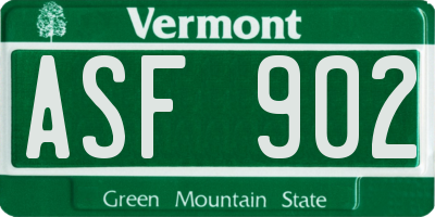VT license plate ASF902
