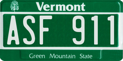 VT license plate ASF911