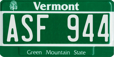 VT license plate ASF944