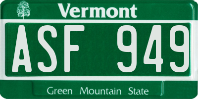 VT license plate ASF949