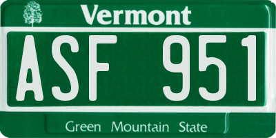 VT license plate ASF951