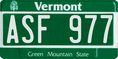 VT license plate ASF977