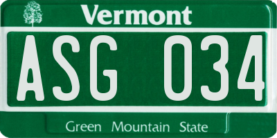 VT license plate ASG034