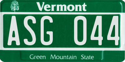 VT license plate ASG044