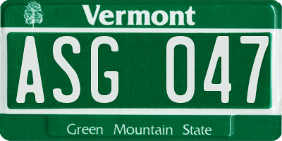 VT license plate ASG047