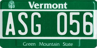 VT license plate ASG056