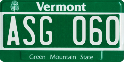 VT license plate ASG060