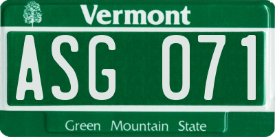VT license plate ASG071