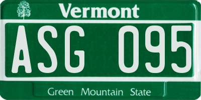 VT license plate ASG095