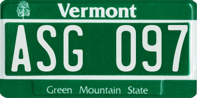 VT license plate ASG097