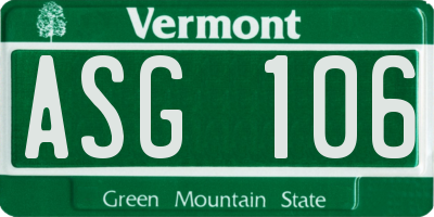VT license plate ASG106