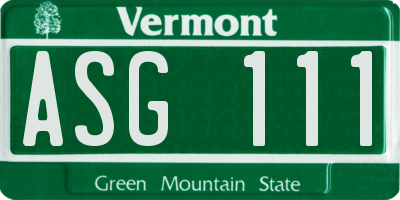VT license plate ASG111