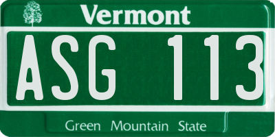 VT license plate ASG113