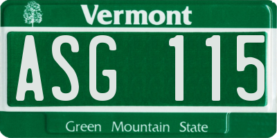 VT license plate ASG115