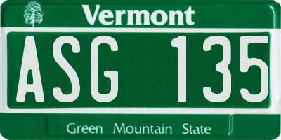 VT license plate ASG135