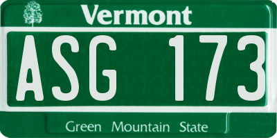 VT license plate ASG173