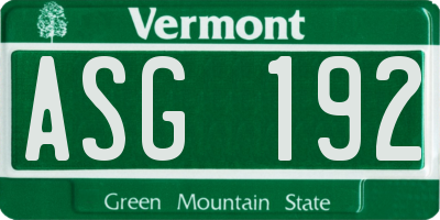VT license plate ASG192