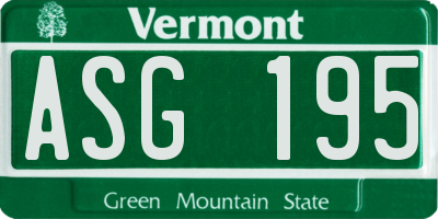 VT license plate ASG195