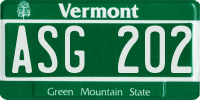 VT license plate ASG202