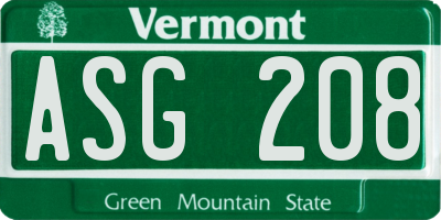 VT license plate ASG208