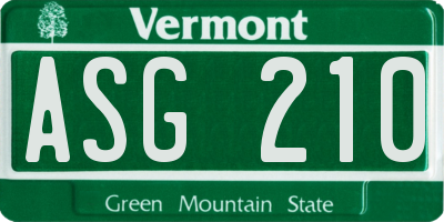 VT license plate ASG210