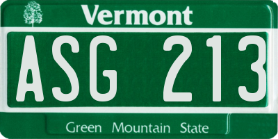 VT license plate ASG213