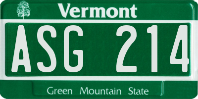 VT license plate ASG214
