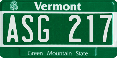 VT license plate ASG217