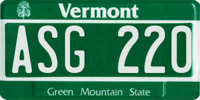 VT license plate ASG220