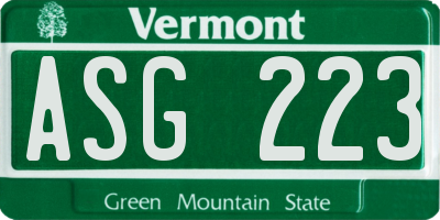 VT license plate ASG223